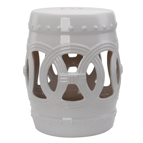 English Elm Outsunny 14" X 17" Elegant Ceramic Garden Stool - Versatile Accent Table With Double-Coin Design W2225P200502-GIGA