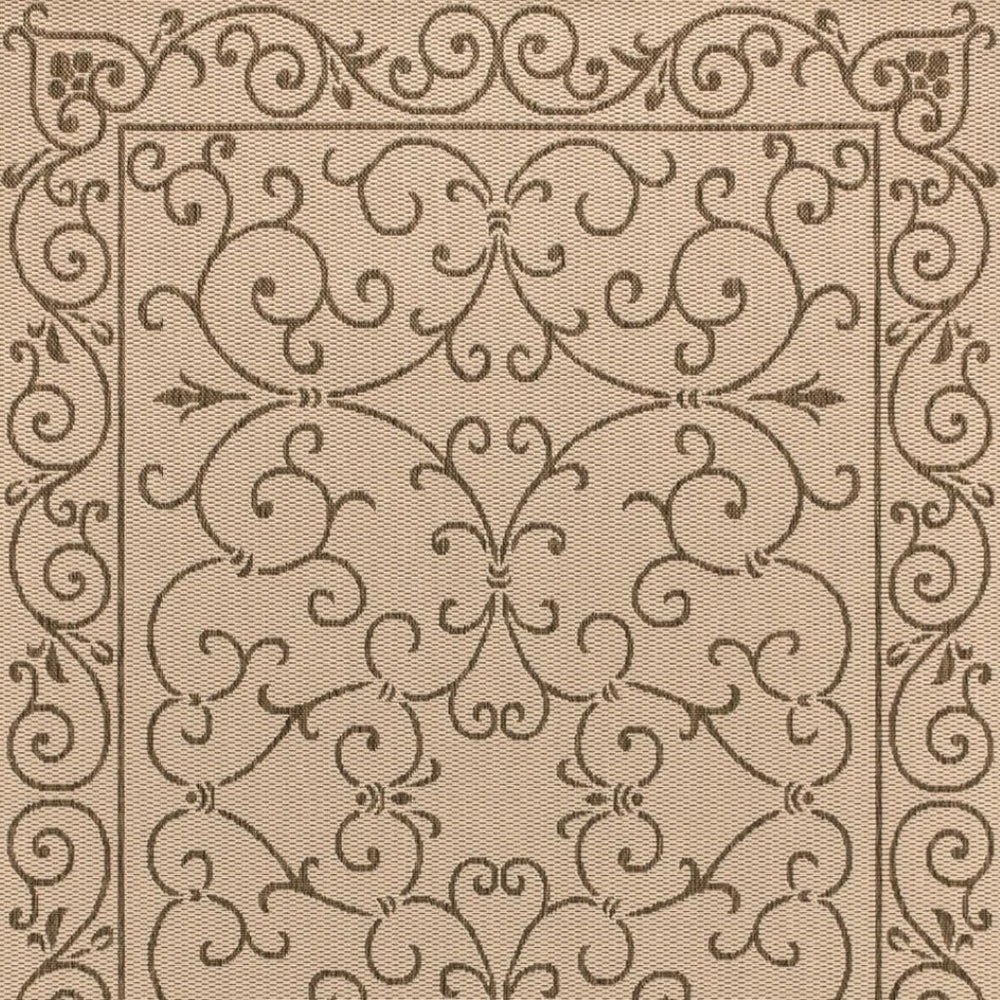 HomeRoots 6' X 9' Beige and Brown Medallion Area Rug - Stylish, Durable Indoor/Outdoor Rug for Any Space 704295