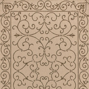 HomeRoots 6' X 9' Beige and Brown Medallion Area Rug - Stylish, Durable Indoor/Outdoor Rug for Any Space 704295
