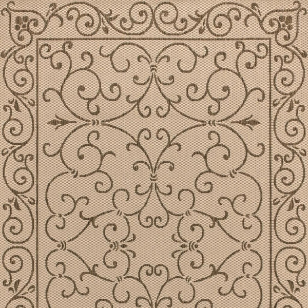 HomeRoots 6' X 9' Beige and Brown Medallion Area Rug - Stylish, Durable Indoor/Outdoor Rug for Any Space 704295