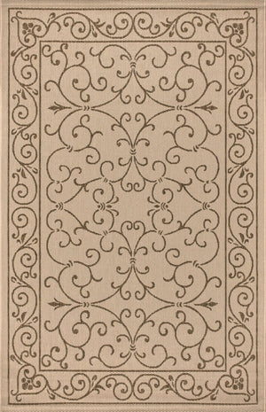 HomeRoots 6' X 9' Beige and Brown Medallion Area Rug - Stylish, Durable Indoor/Outdoor Rug for Any Space 704295