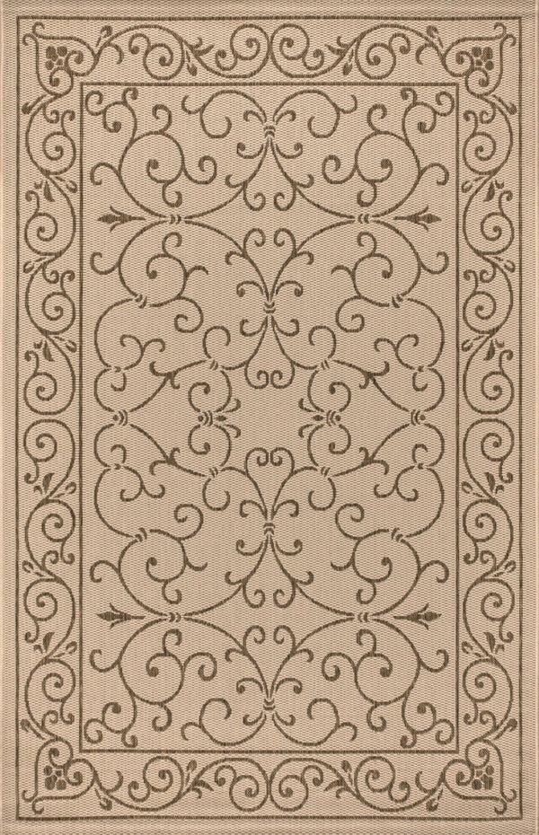 HomeRoots 6' X 9' Beige and Brown Medallion Area Rug - Stylish, Durable Indoor/Outdoor Rug for Any Space 704295