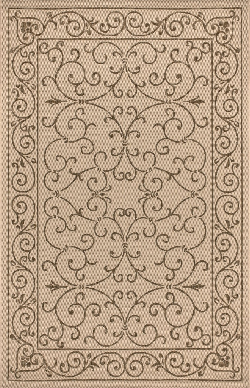 HomeRoots 6' X 9' Beige and Brown Medallion Area Rug - Stylish, Durable Indoor/Outdoor Rug for Any Space 704295