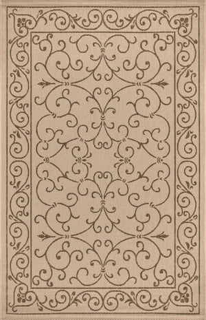 HomeRoots 6' X 9' Beige and Brown Medallion Area Rug - Stylish, Durable Indoor/Outdoor Rug for Any Space 704295