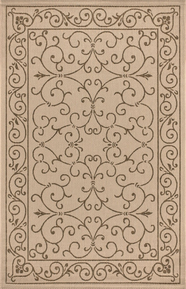 HomeRoots 6' X 9' Beige and Brown Medallion Area Rug - Stylish, Durable Indoor/Outdoor Rug for Any Space 704295