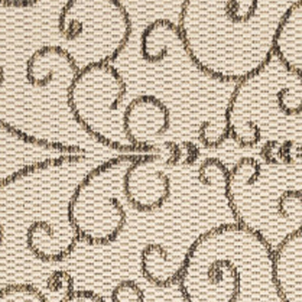 HomeRoots 6' Beige and Brown Square Medallion Rug – Modern Geometric Design for Indoor & Outdoor Spaces 704297