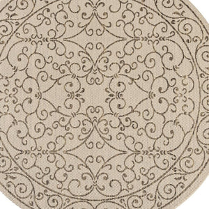 HomeRoots 8' Beige and Brown Round Medallion Rug – Durable Indoor/Outdoor Accent for Timeless Style & Comfort 704298