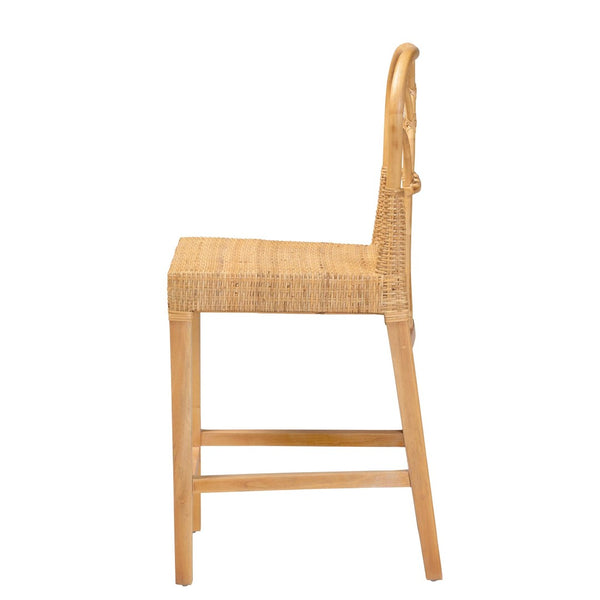 English Elm Modern Rattan Dining Chair Set of Two with Woven Back and Black Iron Base B2750P420435