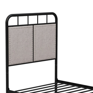 English Elm Twin Sturdy Metal Bed Frame for Twin Mattress — Quiet, Tool-Included Assembly, No Box Spring Needed, 300LB Capacity Black 44.49 L x 42.72 W x 5.31 H W2297P347758