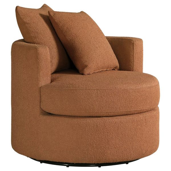 English Elm Quinn Swivel Accent Chair Rounded Silhouette Fabric Upholstery for Living Room Burnt Orange B062P441091