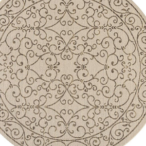 HomeRoots 9' Round Beige and Brown Medallion Rug for Indoor/Outdoor Use - Durable, Stylish, and Easy Care 704300