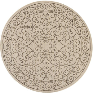 HomeRoots 9' Round Beige and Brown Medallion Rug for Indoor/Outdoor Use - Durable, Stylish, and Easy Care 704300