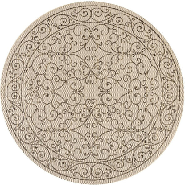 HomeRoots 9' Round Beige and Brown Medallion Rug for Indoor/Outdoor Use - Durable, Stylish, and Easy Care 704300