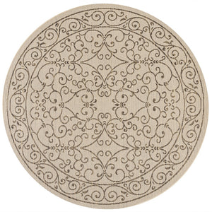 HomeRoots 9' Round Beige and Brown Medallion Rug for Indoor/Outdoor Use - Durable, Stylish, and Easy Care 704300