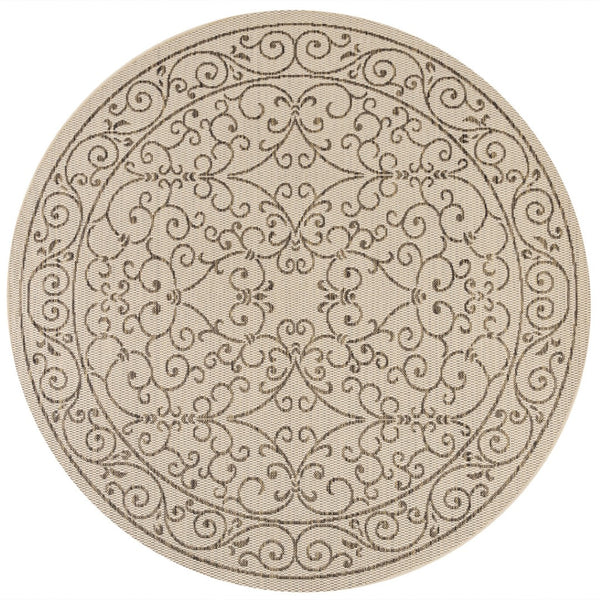 HomeRoots 9' Round Beige and Brown Medallion Rug for Indoor/Outdoor Use - Durable, Stylish, and Easy Care 704300