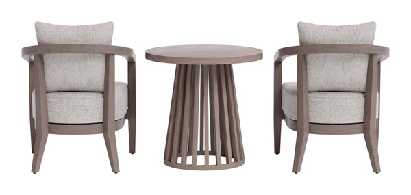 Viola Outdoor Bistro Set Eucalyptus Wood Frame with Olefin Cushions for Two