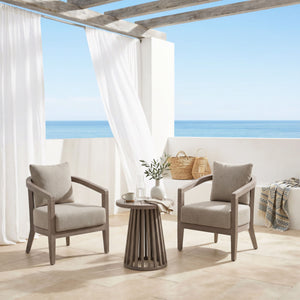 Viola Outdoor Bistro Set Eucalyptus Wood Frame with Olefin Cushions for Two