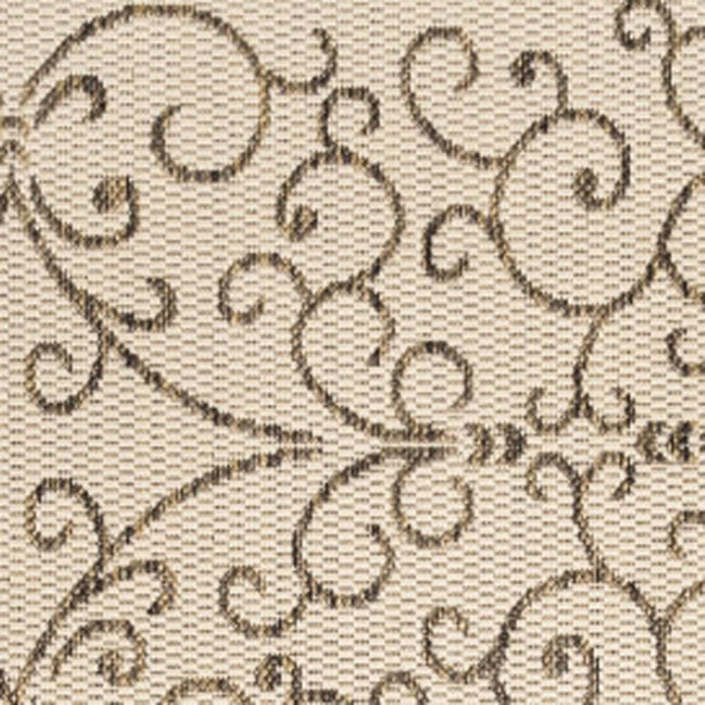 HomeRoots 9' Beige and Brown Medallion Area Rug - Stylish Square Design for Indoor/Outdoor Spaces, Easy Care! 704301
