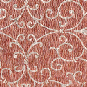 HomeRoots 10' Red and Beige Medallion Area Rug - Perfect for Indoor and Outdoor Spaces, Durable and Stylish! 704302