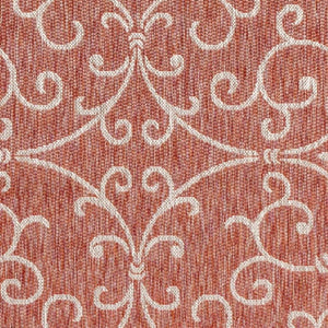 HomeRoots 6' X 9' Red And Beige Medallion Area Rug – Stylish Indoor/Outdoor Decor with Easy Care & Durability 704304