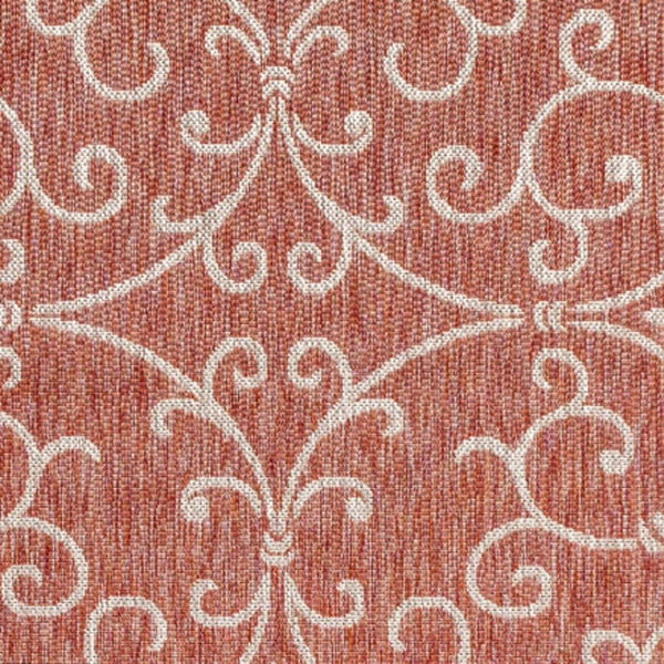 HomeRoots 6' X 9' Red And Beige Medallion Area Rug – Stylish Indoor/Outdoor Decor with Easy Care & Durability 704304