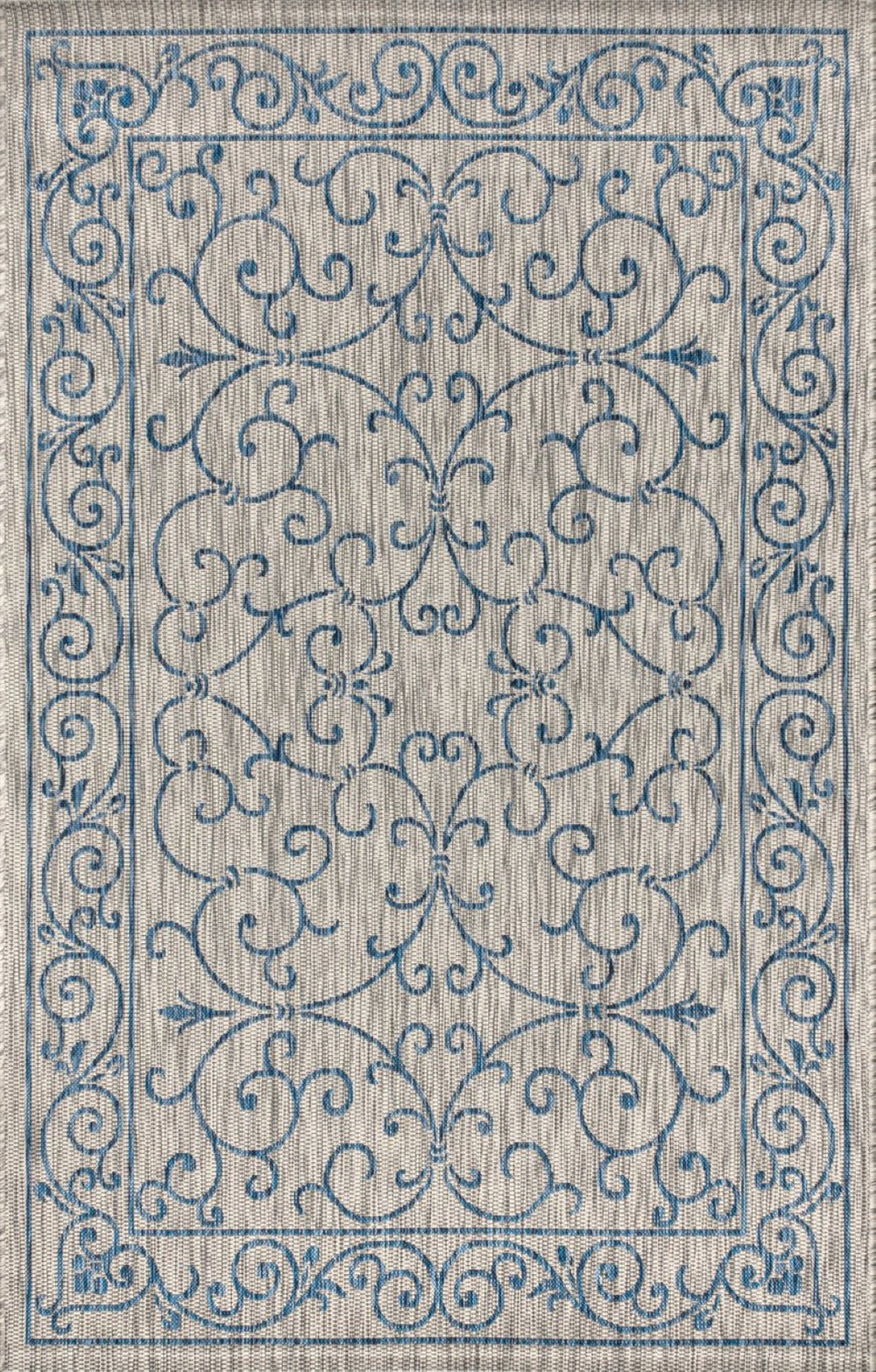 HomeRoots 10' Gray and Navy Blue Medallion Area Rug - Elegant Indoor Outdoor Design for Patios, Living Rooms & More 704311