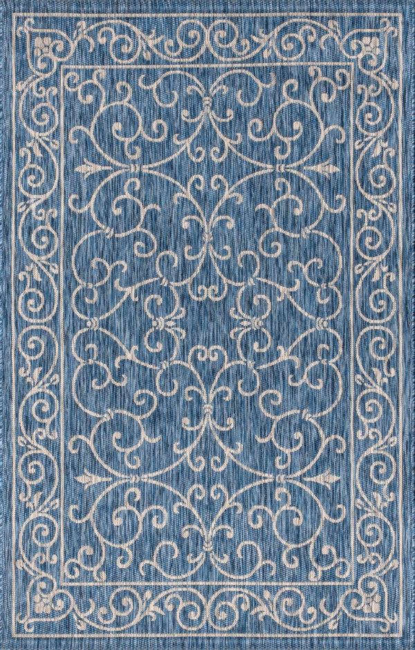 HomeRoots 10' Navy Blue & Gray Medallion Area Rug - Stylish Indoor/Outdoor Flooring for Any Space, 10'x14' 704320