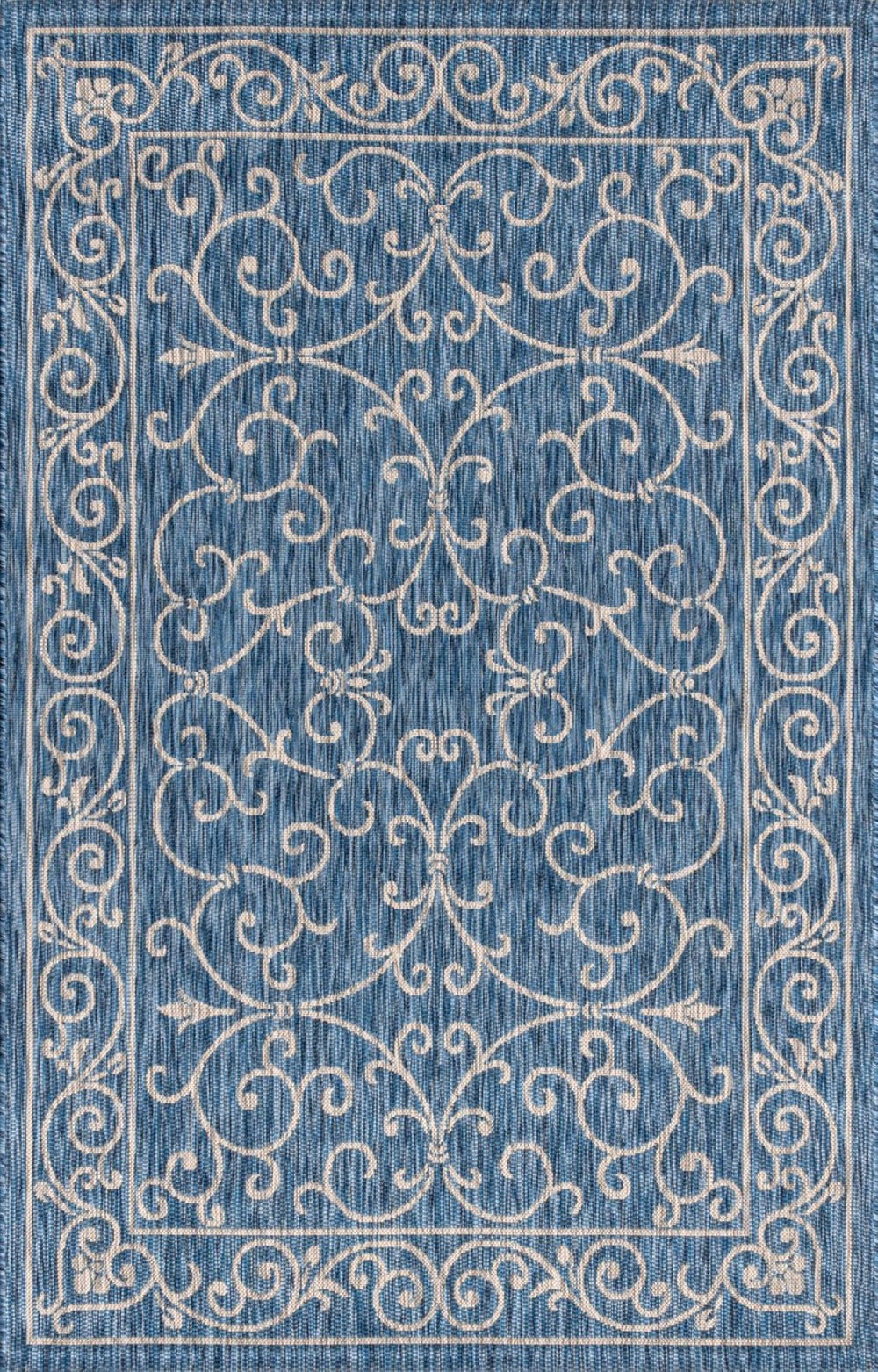 HomeRoots 6' X 9' Navy Blue and Gray Medallion Rug - Durable, Stylish Indoor/Outdoor Area Rug for Any Space 704322