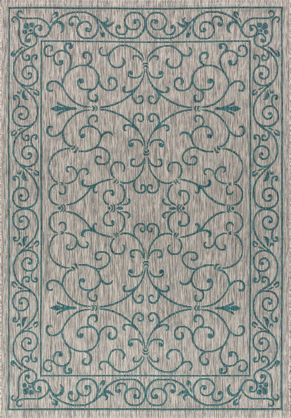 HomeRoots 6' X 9' Gray and Teal Medallion Indoor Outdoor Area Rug – Stylish, Durable, Easy-Care for Any Space! 704332