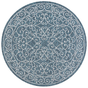 HomeRoots 6' Teal Blue and Gray Round Medallion Area Rug - Stylish, Durable, Perfect for Indoor & Outdoor Spaces 704342