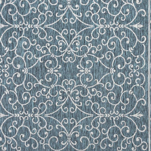 HomeRoots 8' Teal Blue Square Medallion Area Rug – Stylish Indoor/Outdoor Design for Modern Spaces & Easy Care 704345