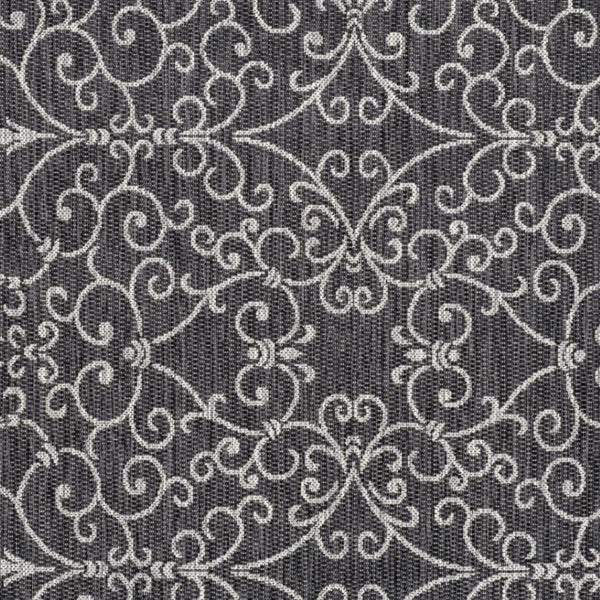 HomeRoots 6' Black and Gray Square Medallion Rug – Stylish Indoor/Outdoor Accent for Modern Living Spaces 704354