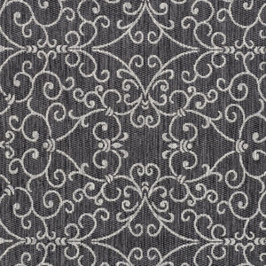 HomeRoots 8' Black and Gray Medallion Area Rug - Stylish Square Design for Indoor & Outdoor Spaces, Durable & Chic 704356