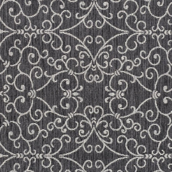 HomeRoots 8' Black and Gray Medallion Area Rug - Stylish Square Design for Indoor & Outdoor Spaces, Durable & Chic 704356