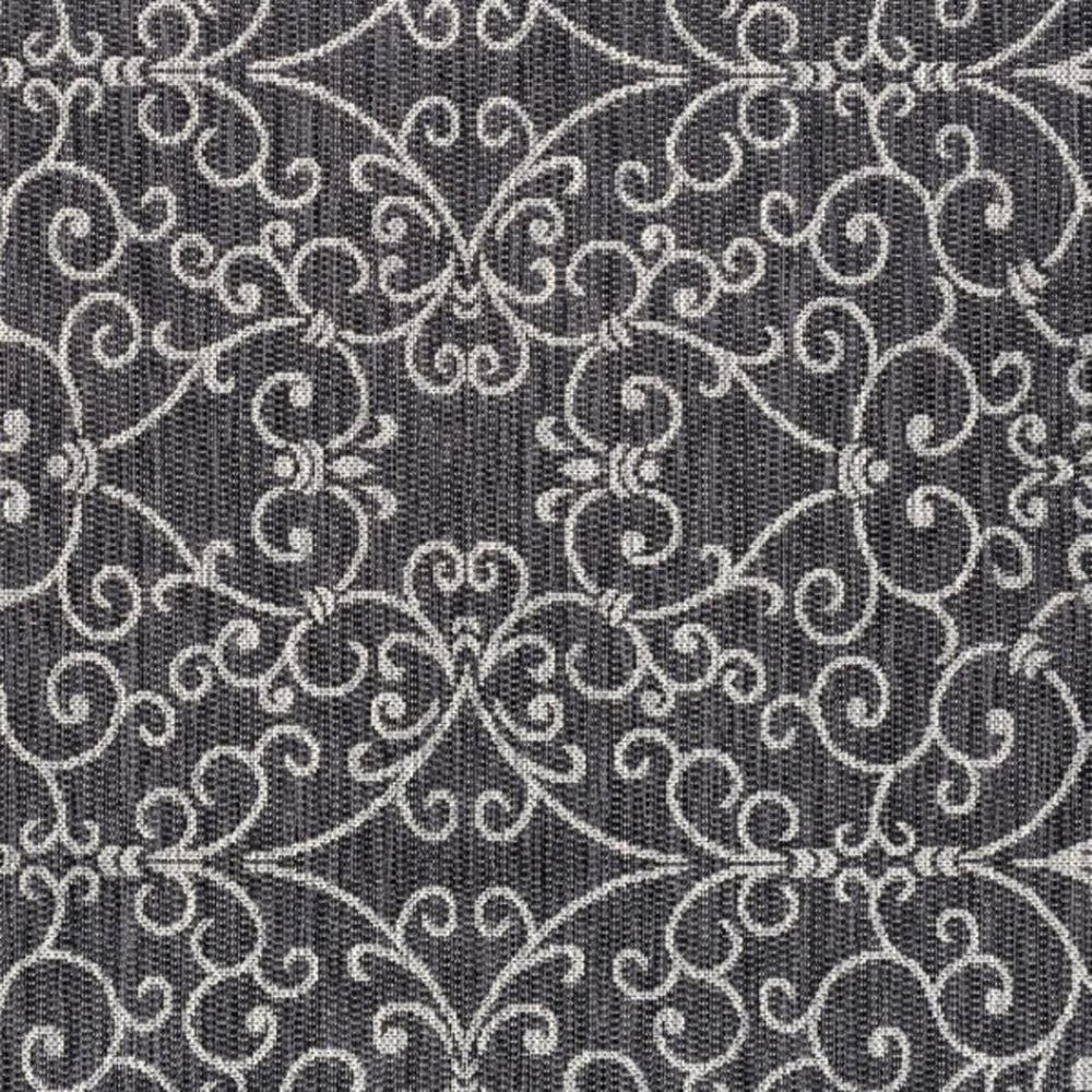 HomeRoots 9' Black and Gray Square Medallion Area Rug - Durable, Stylish for Indoor/Outdoor Use, Easy Care! 704358