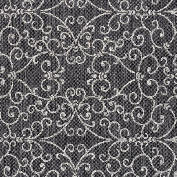 HomeRoots 9' Black and Gray Square Medallion Area Rug - Durable, Stylish for Indoor/Outdoor Use, Easy Care! 704358