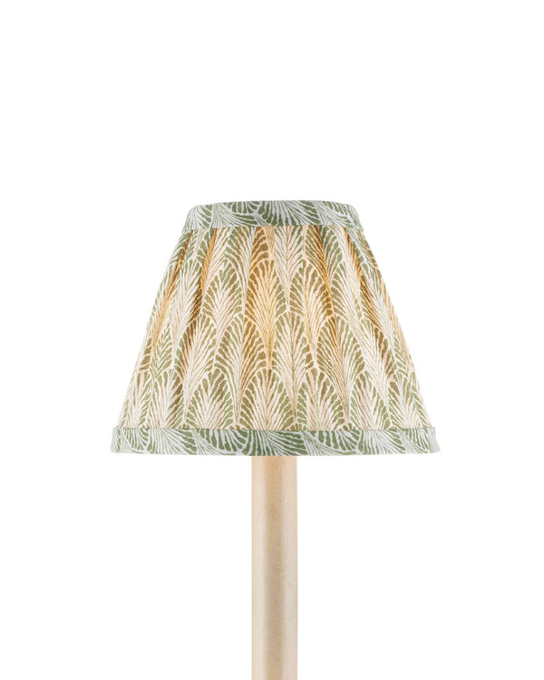 Currey & Company Plume Elegant Tapered Chandelier Shade With Fan-like Pattern By Lacefield Designs For Stunning Décor Green Cotton 0900-0052-currey-company