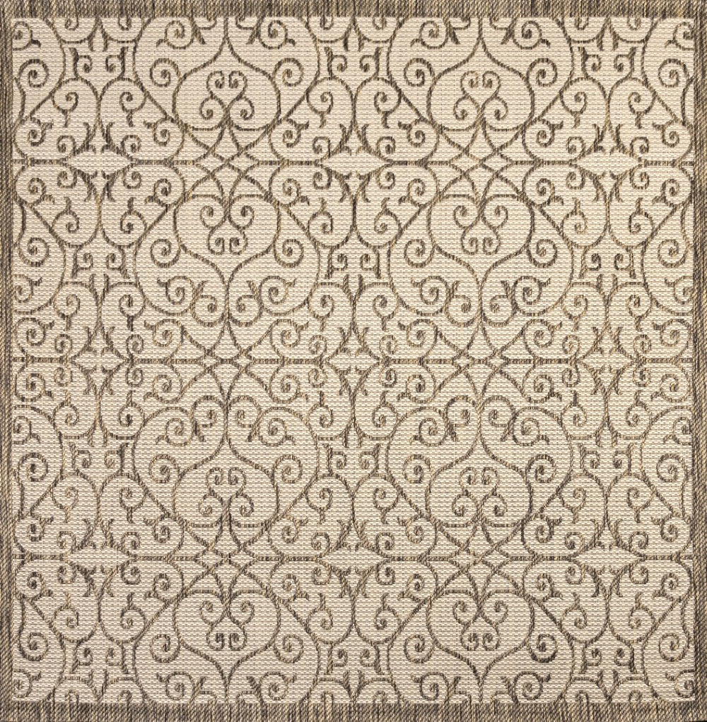 HomeRoots 8' Modern Beige and Brown Geometric Area Rug for Indoor/Outdoor Use - Durable, Easy Care, Stylish! 704364