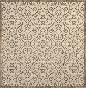HomeRoots 8' Modern Beige and Brown Geometric Area Rug for Indoor/Outdoor Use - Durable, Easy Care, Stylish! 704364
