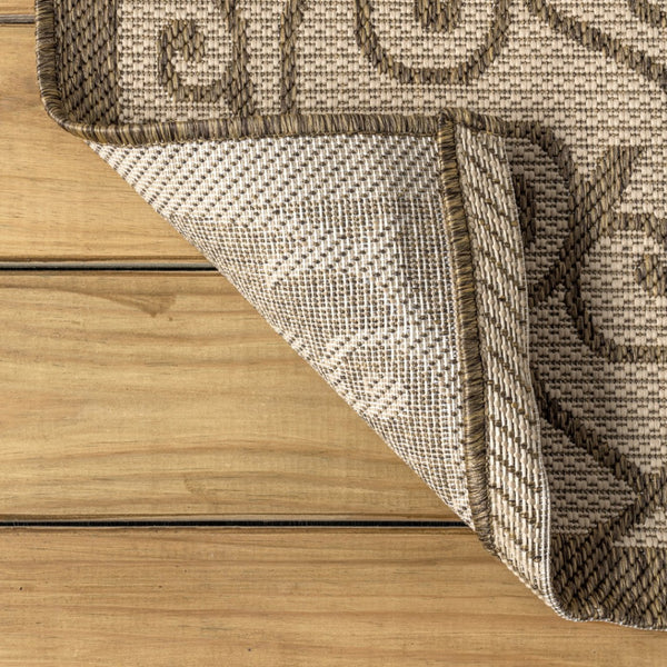 HomeRoots 8' Modern Beige and Brown Geometric Area Rug for Indoor/Outdoor Use - Durable, Easy Care, Stylish! 704364