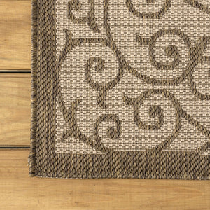 HomeRoots 8' Modern Beige and Brown Geometric Area Rug for Indoor/Outdoor Use - Durable, Easy Care, Stylish! 704364