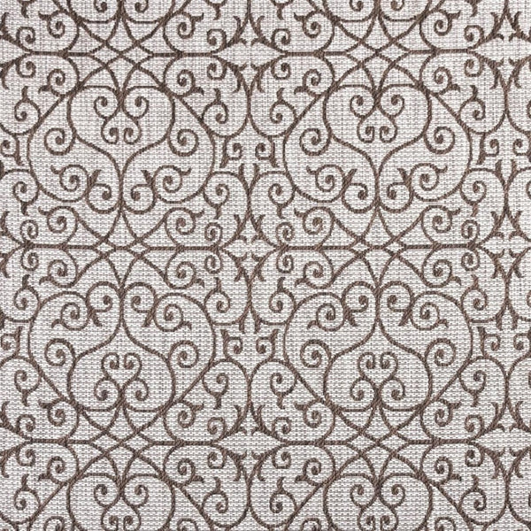 HomeRoots 8' Taupe and Espresso Square Geometric Rug - Stylish, Durable Indoor/Outdoor Area Rug for Modern Spaces 704370