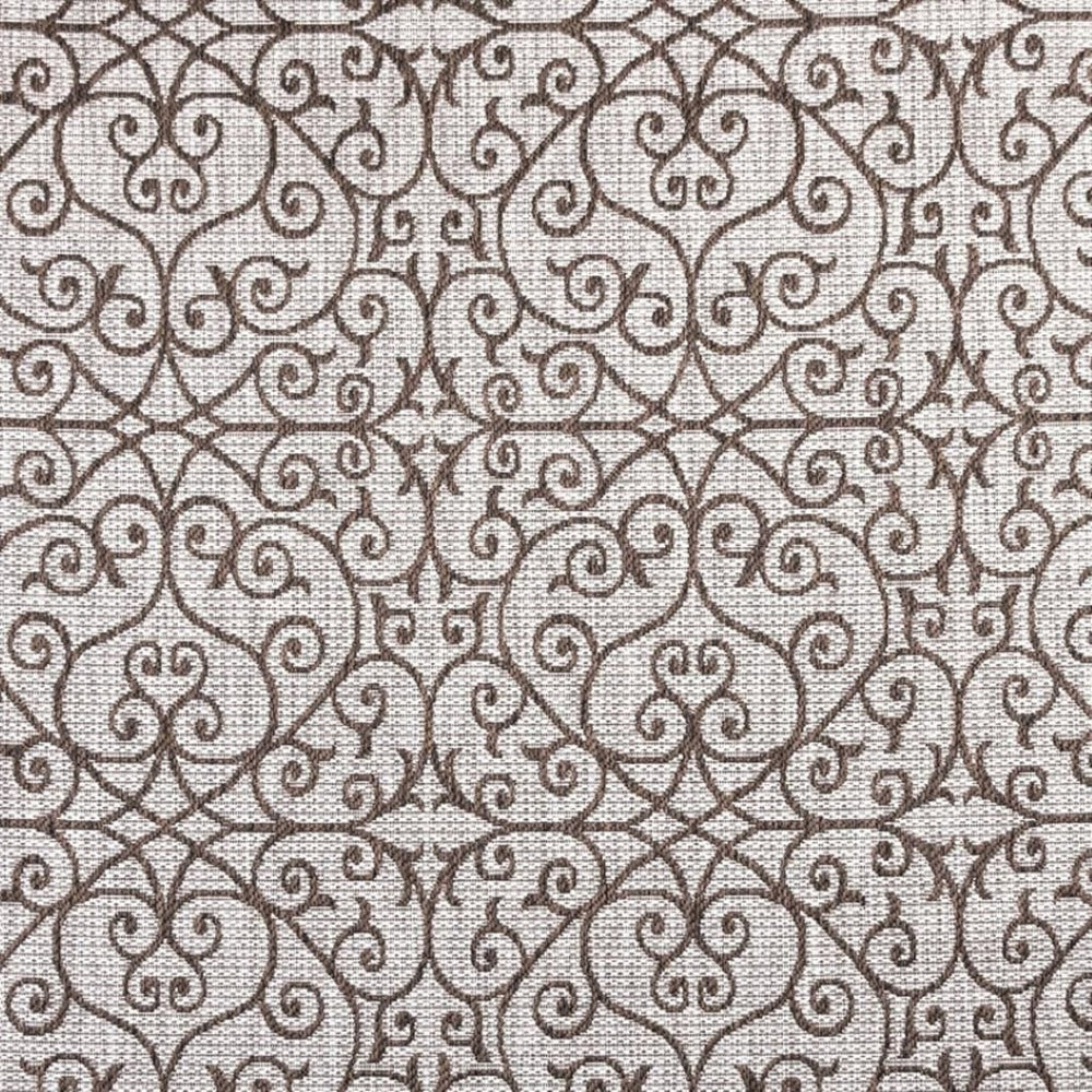 HomeRoots 9' Modern Taupe and Espresso Square Geometric Area Rug for Indoor & Outdoor Spaces, Durable & Stylish 704372