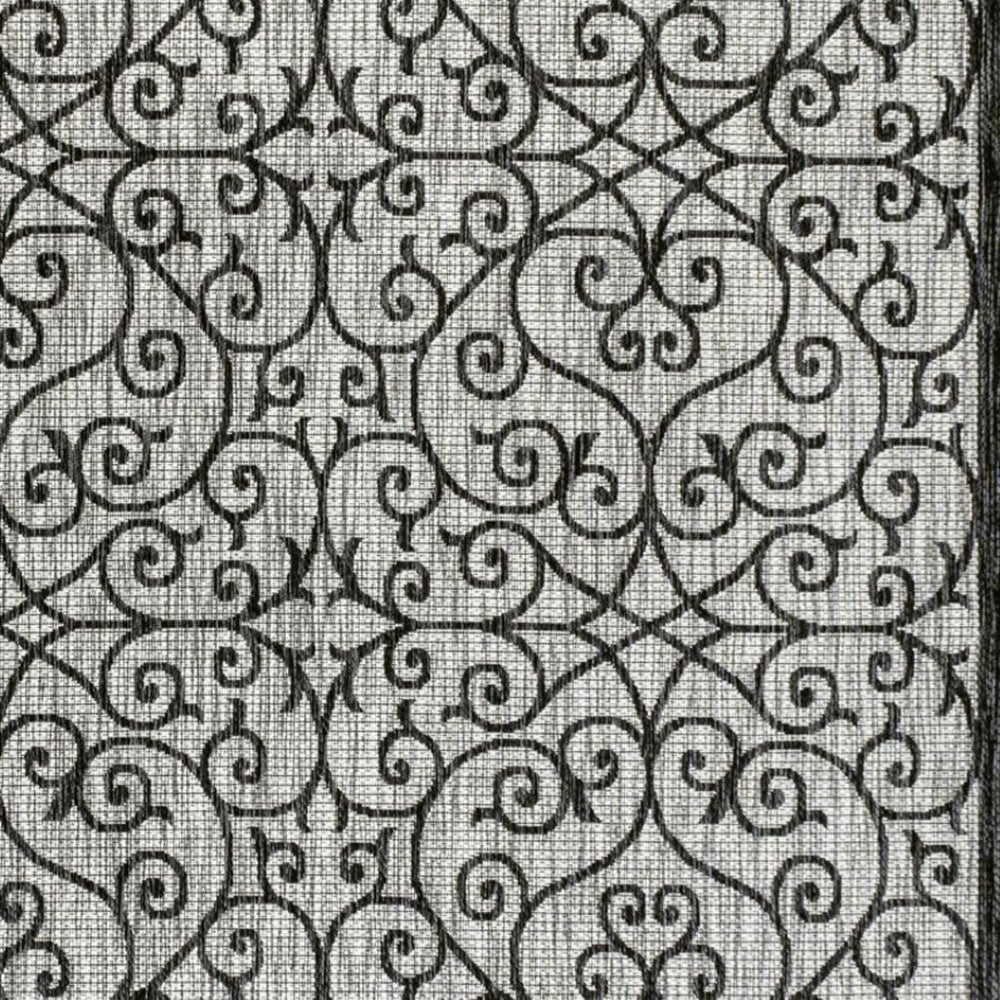 HomeRoots 6' Geometric Light Gray and Black Area Rug – Durable Indoor/Outdoor Design for Modern Spaces! 704374