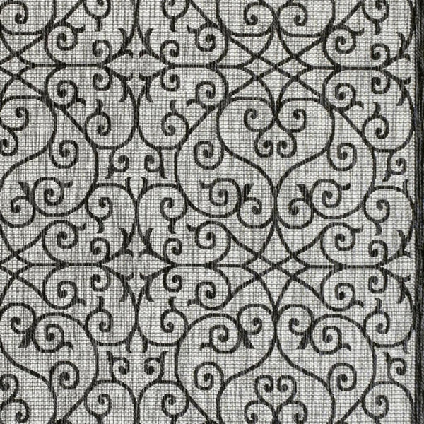 HomeRoots 6' Geometric Light Gray and Black Area Rug – Durable Indoor/Outdoor Design for Modern Spaces! 704374