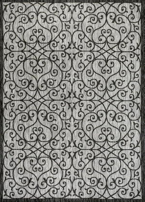 HomeRoots 6' Geometric Light Gray and Black Area Rug – Durable Indoor/Outdoor Design for Modern Spaces! 704374