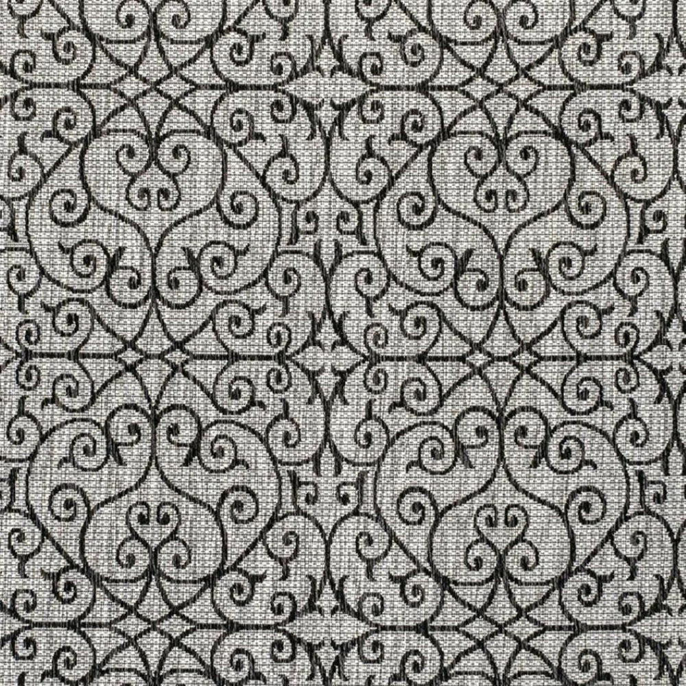 HomeRoots 8' Light Gray and Black Square Geometric Area Rug - Stylish Indoor/Outdoor Design for Modern Spaces 704376