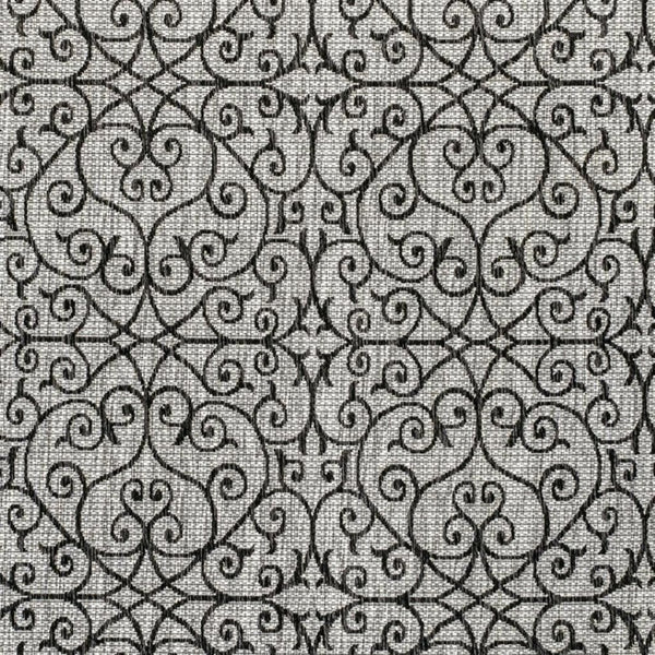 HomeRoots 8' Light Gray and Black Square Geometric Area Rug - Stylish Indoor/Outdoor Design for Modern Spaces 704376