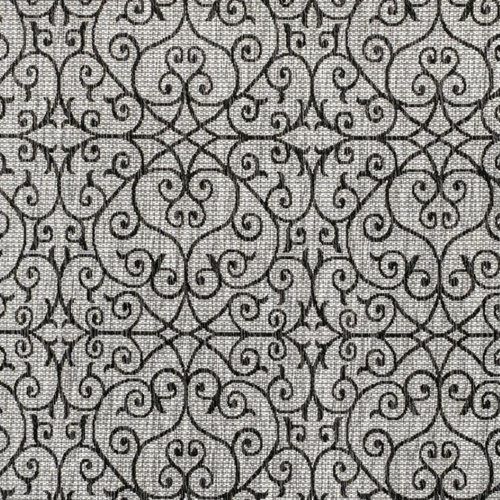 HomeRoots 9' Light Gray and Black Geometric Area Rug – Stylish, Durable Indoor/Outdoor Design for Modern Spaces 704378