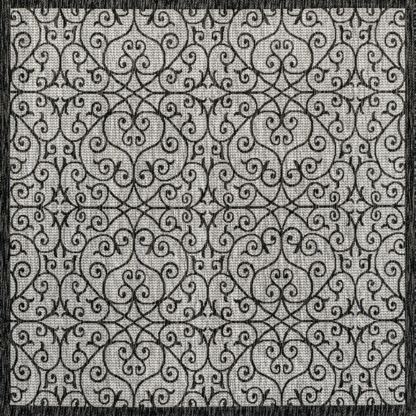 HomeRoots 9' Light Gray and Black Geometric Area Rug – Stylish, Durable Indoor/Outdoor Design for Modern Spaces 704378